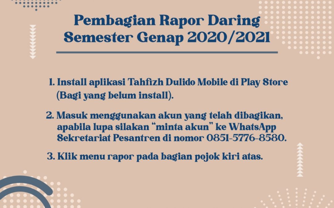 Pembagian Rapor Daring Semester Genap 2020/2021